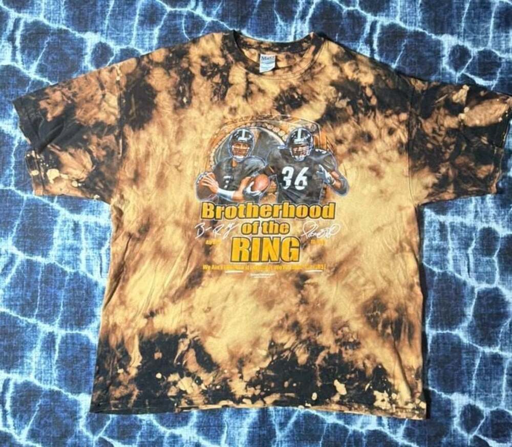 Vintage 2006 Pittsburgh Steelers Brotherhood of the Ring Bleach Tie-Dye T-Shirt